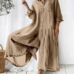 Loose Stand Collar Long Cropped Sleeve Jumpsuit