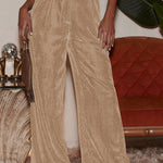 Gold velvet draped wide-leg pants, loose casual pants