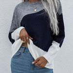 Drop Shoulders Color Block Sweater