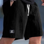 Caspien | Geometric Texture Knit Drawstring Shorts
