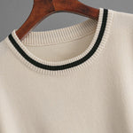 Nadorine Casual Two Piece Set Contrast Color Sweater Top & Wide Leg Pants