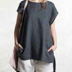Nadorine Top Short Front and Back Long Bat Short-sleeved T-shirt for Women Casual Work Office Loose Fit 2026 | Under $40