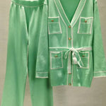 Elegant Color Contrast Two-piece Sweater Suit