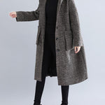 Loose Plaid Woolen Hood Coat
