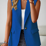 Sleeveless Buckled Slit Side Single Breasted Blazer Casual Office Wear Vest Jacket