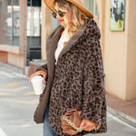 Hooded Loose Leopard Plush Cardigan Jacket