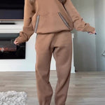 Tasman Braid Trim Kangaroo Pocket Hooded Sweatshirt and Elastic Waist Jogger Pants Set