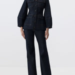 High Waisted Wide Leg Pockets Solid Color Jean Pants Bottoms