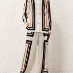 Loose Wide Leg Plaid Striped Tied Waist Casual Pants Bottoms Trousers