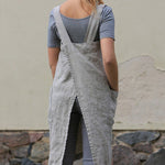 Nadorine Women's Cross Back Apron with Pockets Pinafore Dress