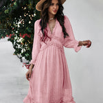 Nadorine Women's Chiffon V-neck Simple Floral Print Dress