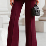 High Waisted Wide Leg Solid Color Pants Suits Bottoms