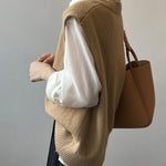Soft Felt Loose Fit V Neck Sweater Vest