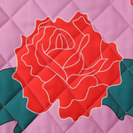 Rose Print Bow Quilted Jacket