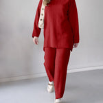 Solid Color Turtleneck Mid-length Casual Two-piece Sweater Set