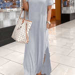COZY SLIT V NECK IRREGULAR DRESS