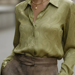 Long Sleeves Buttoned Printed Lapel Blouses&Shirts Tops