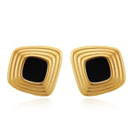 Geometric Layered Black Gold Earrings