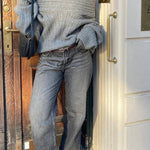 Fashionable Irregular Collar Loose Casual Knitted Sweater