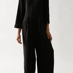 Multicolor loose round neck casual wide leg jumpsuit