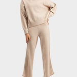 Nadorine Casual Knit Two-Piece Set Loose-Fit Sweater and Wide-Leg Pants