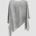 Nadorine Short Sleeve O Neck Tunic Tops Loose Fit Casual Irregular Hem Tee Shirts