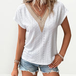 Dressy Top V Neck Short Sleeve Summer T Shirts Tops Loose Blouses