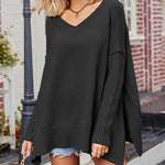 Ribbed V-Neck Oversize Sweater