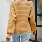 Solid Color Long Sleeve Off Shoulder Tunic Sweaters