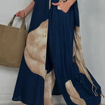 High Waisted Wide Leg Drawstring Elasticity Floral Printed Split-Joint Pants Trousers