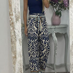 GALA waist tie ethnic totem pattern trousers
