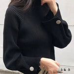 Simple Loose Solid Color High-Neck Sweater