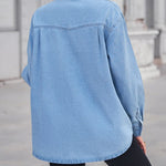 Nadorine Casual Flap Long Sleeve Single Breasted Pocket Denim Jacket