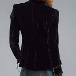 Vintage Gold Velvet Long Sleeve Pocket Blazer