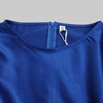 Loose Three-Quarter Sleeves Asymmetric Pleated Split-Joint Round-Neck Maxi Dresses