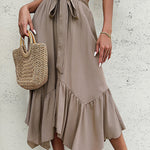 Elegant Irregular Ruffle Hemline A-line Midi Skirt