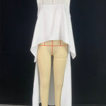 High-Low Loose Embroidered Solid Color Round-Neck Vest Top
