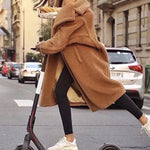 Loose Lamb-wool Coat Teddy Fur Lapel Mid-length Plush Coat