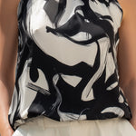 Abstract Print High-Neck Sleeveless Halter Blouse
