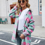 Loose Plaid Print Coat Single-breasted Woolen Overcoat