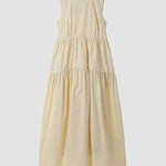 Sleeveless A-line Pleated Round Neck Mid-length Dresses