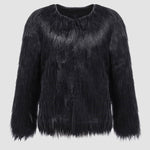 Solid Color Plush Long Sleeve Lapel Imitation Floating Coat