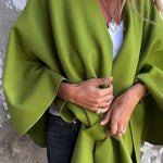 Solid Color Loose V-neck Shawl Cape Jacket