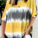 Tie-dye Printed Round Neck Dolman Sleeve Short Sleeve Oversized Top