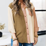 Nadorine Plaid Colorblock Buttons Long Sleeve Shirt for Women Casual Loose Business Casual 2026 | Under $40