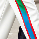 Column Contrast Color Pockets Striped Casual Pants Bottoms Trousers