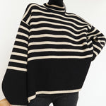 Women's Striped Turtleneck Sweater