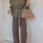 SHORT KNIT COAT WITH BELT