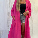 Seven-quarter Sleeve Pocket Solid Color Cardigan