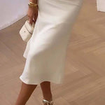 ELEGANT SOLID COLOR BANDEAU DRESS